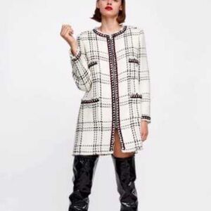 Zara plaid coat with stripes